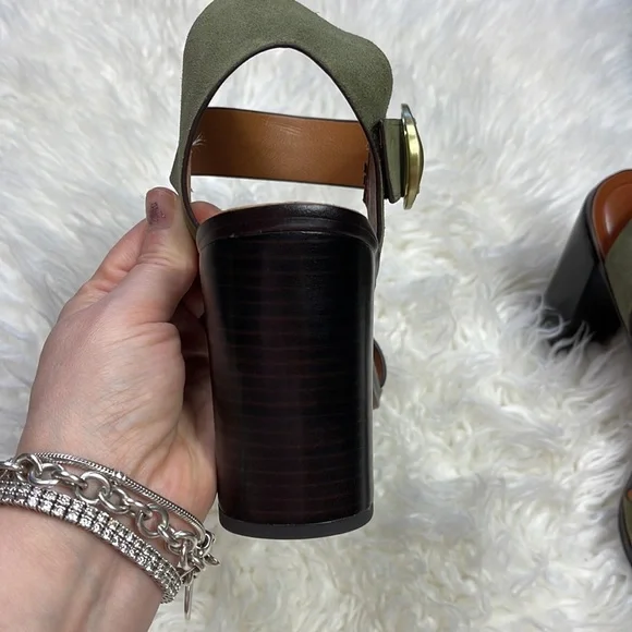 Franco Sarto Willis Green Suede Sandals - Picture 8 of 11